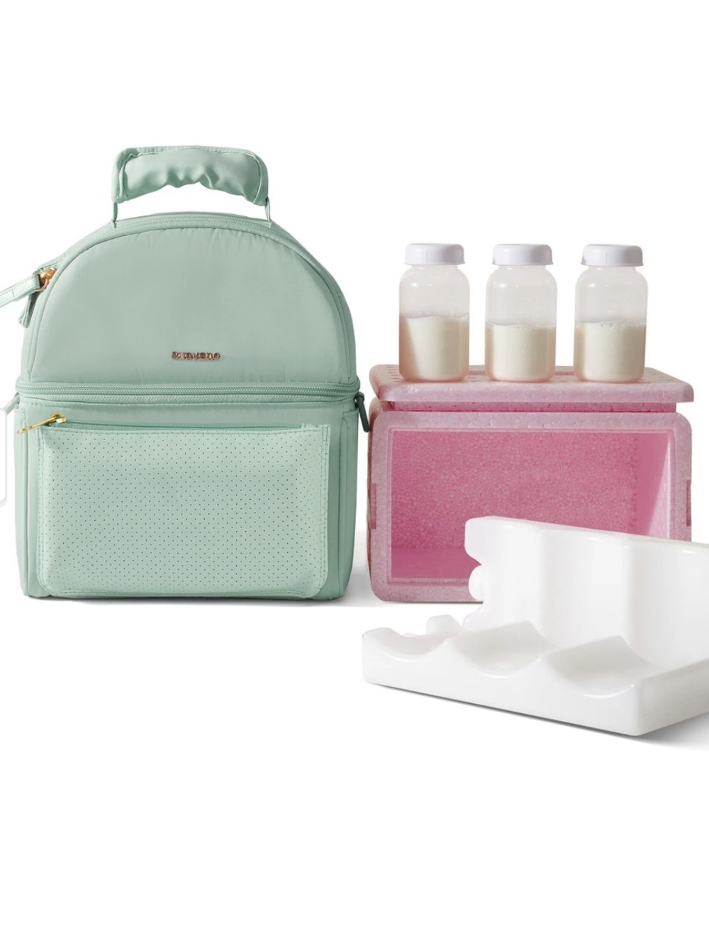 Breastmilk Cooler Bag / Pump Travel Bag w/ Insulated Interior & Ice Packs -Green